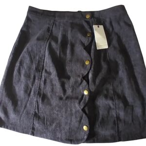 NWT Loveriche scalloped mini skirt navy womens large